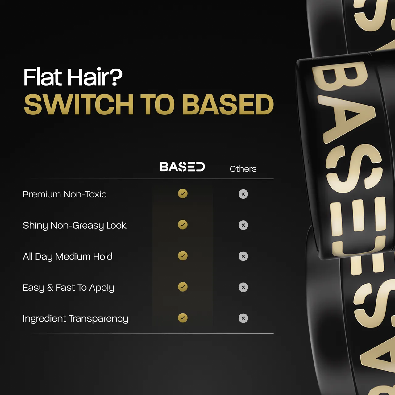 BASED medium hold pomade vs competitors — men's pomade comparison
