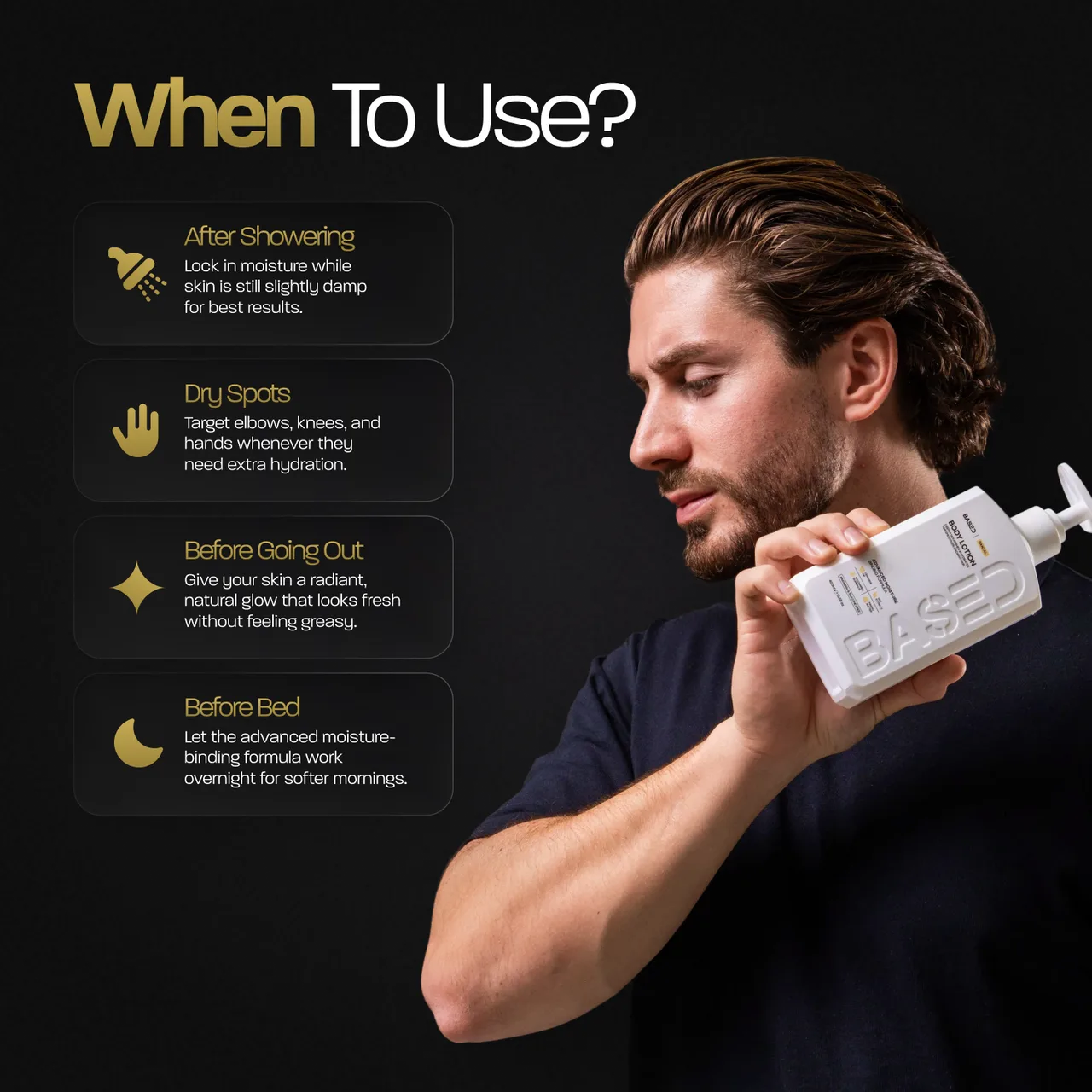 BASED body lotion features — natural hydrating men's lotion