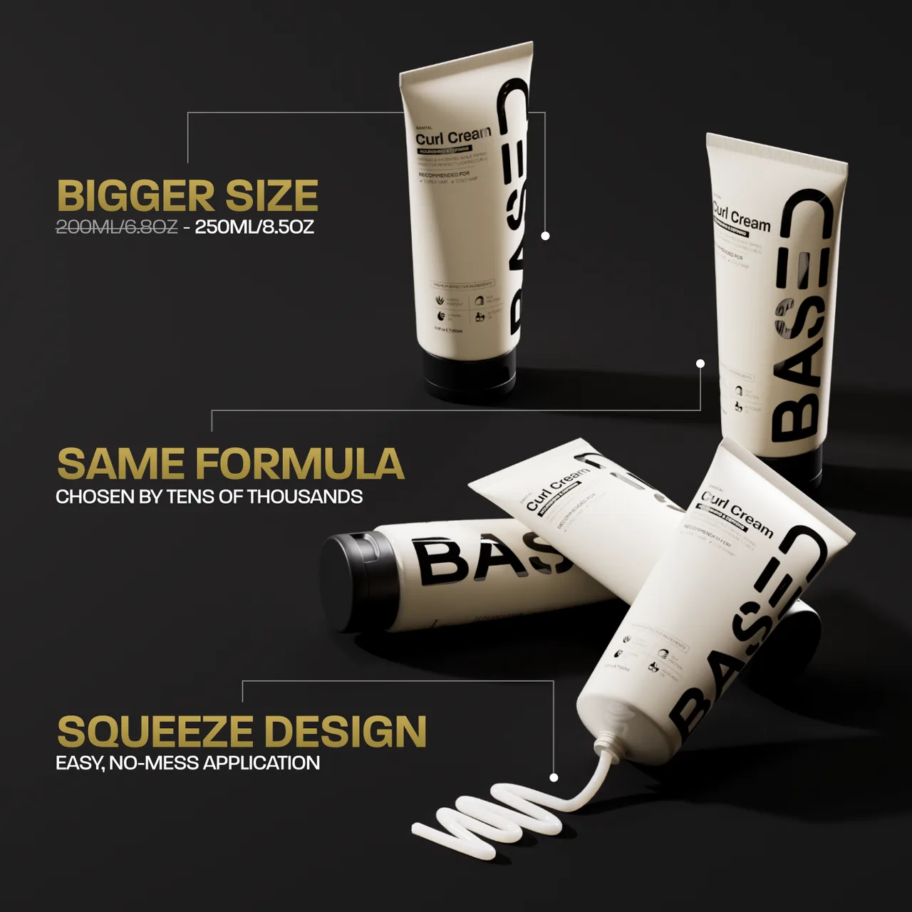 Based curl cream application and results — based body works curl defining cream