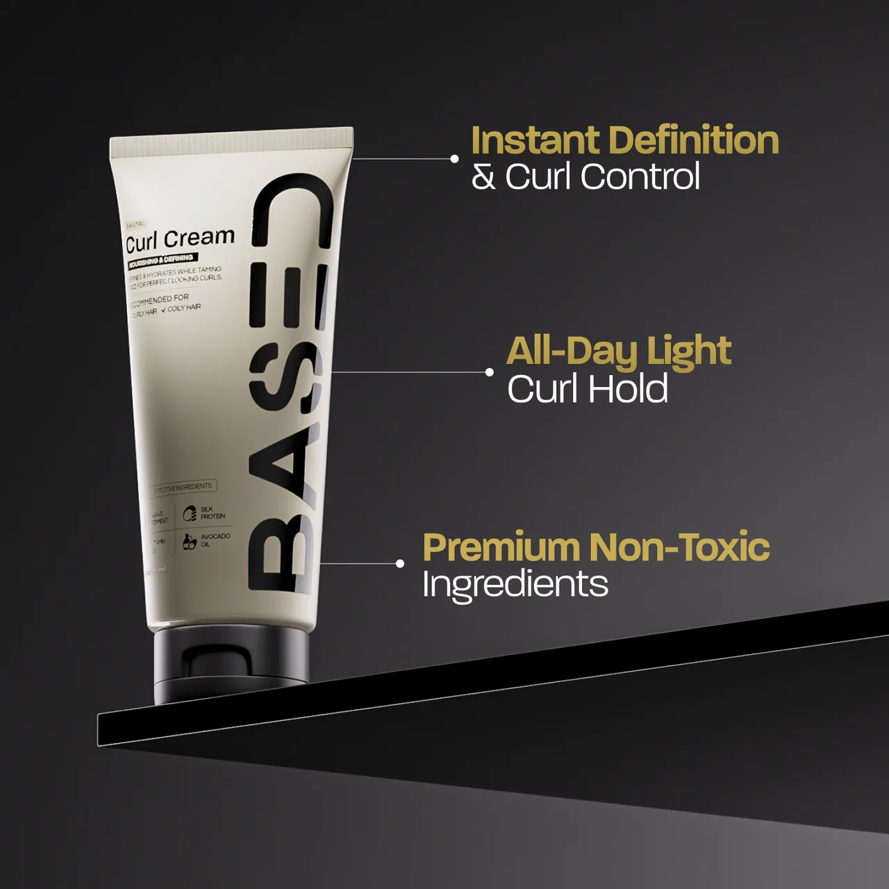 BASED curl cream features — curl defining cream for men