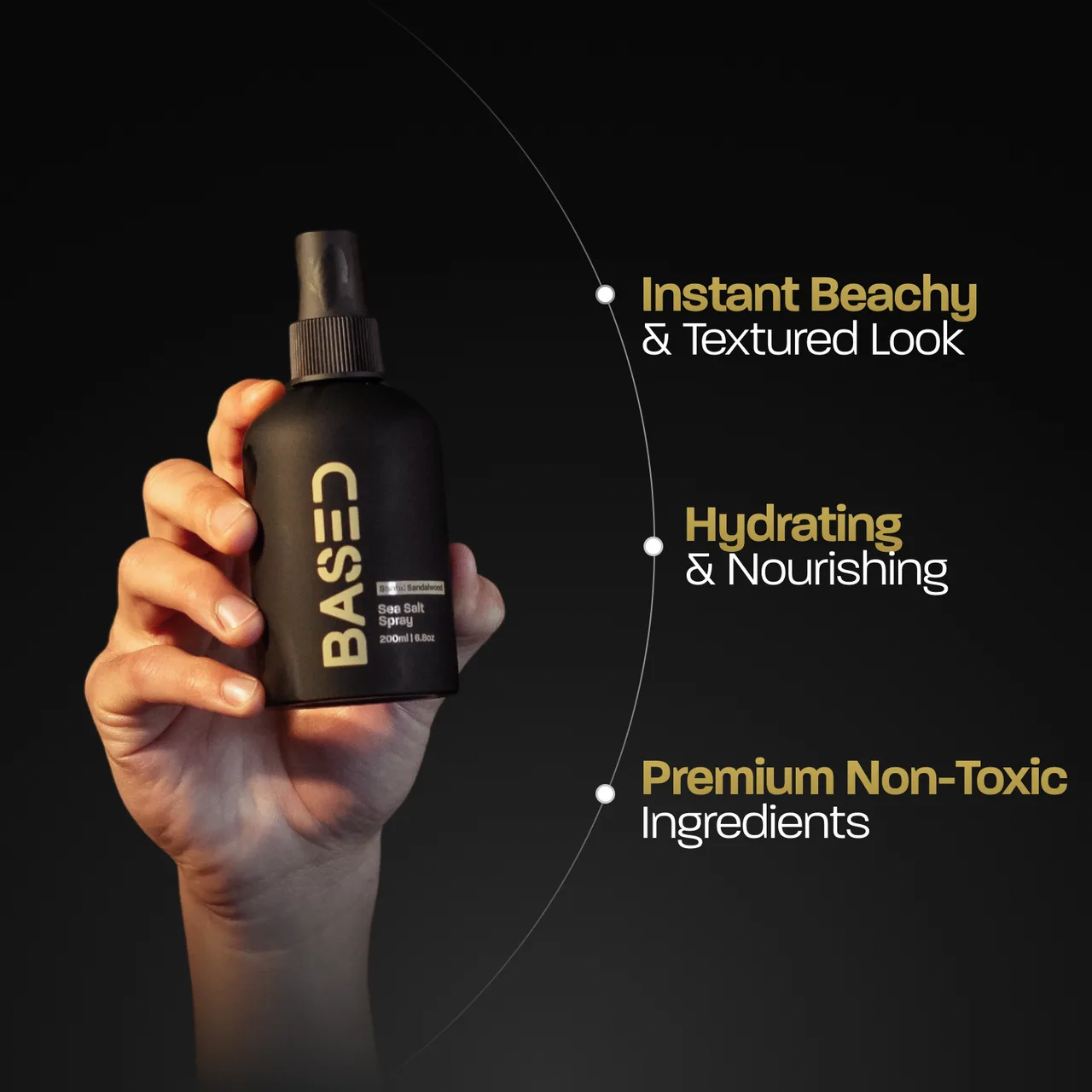 BASED sea salt spray pump detail — texture spray for men
